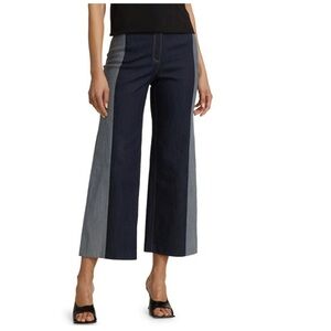 Cinq a Sept Rae two tone Blue and Gray slightly flared cropped Jeans